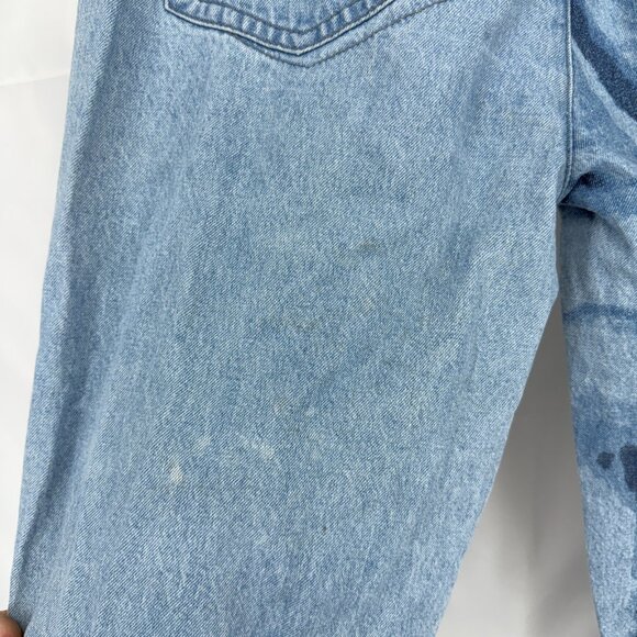 Maniere De Voir Women 8 Marble Print Mom Jeans Light Wash Tapered Leg STAINS - Picture 2 of 9